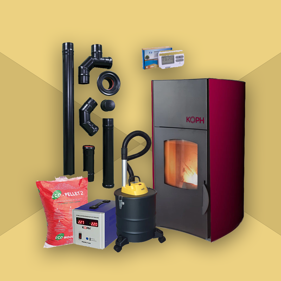 Pachet Termosemineu peleti cu agent termic Koph PM 25 kW Fiama